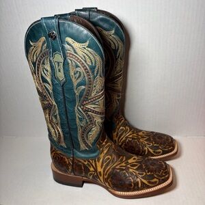 Tanner Mark Jaw Dropper Western Boot Oryx Womens Size 10 Square Toe Tooled